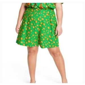 TABITHA Brown X Target Green Orange Flowy Casual Linen Shorts Size Large